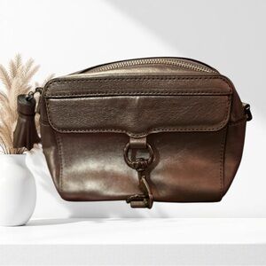 Rebecca Minkoff bronze metallic crossbody mini MAB style tassel zip Bag